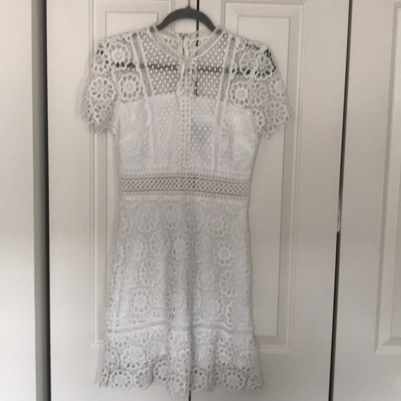 knee length dresses for ladies The Gwendolyn Dress in White Chantilly Lace 00 / White Chantilly Lace main image 0